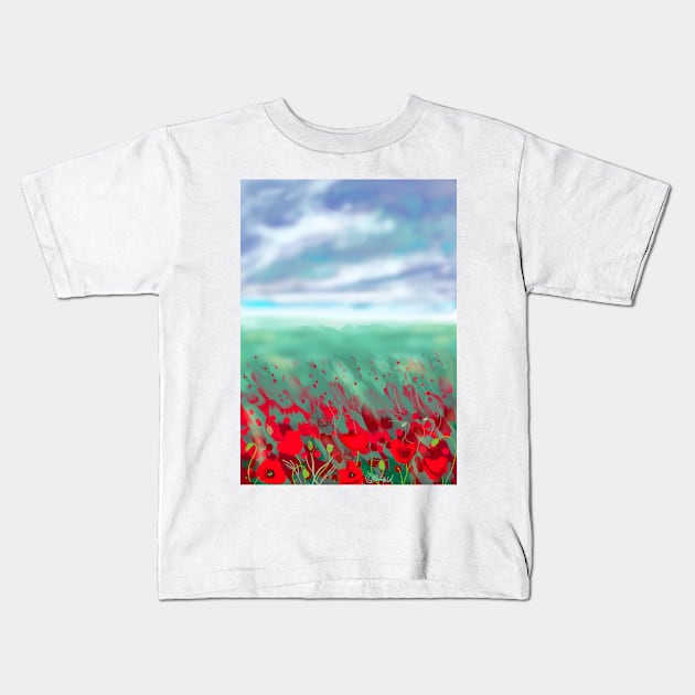 Poppy field Kids T-Shirt by Stufnthat